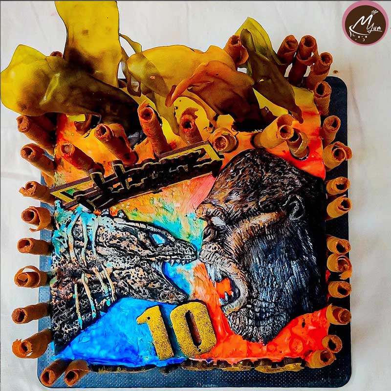 Godzilla vs kong theme customized theme cakes in coimbatore