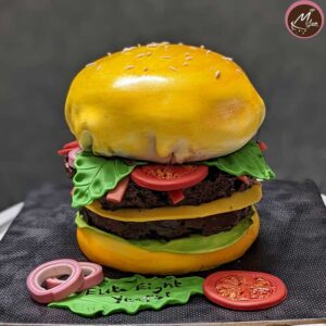 Chicken-burger-theme-birthday-cake-in-coimatore
