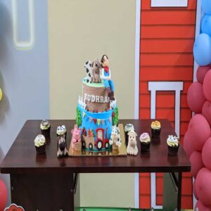 Farm animals customized theme cake with cupcakes-customized-cupcakes-in-coimbatore