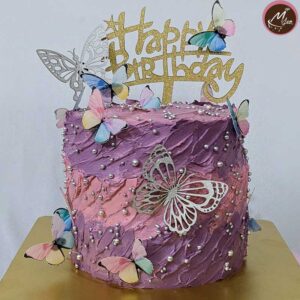 colourful butterfly -theme-redvelvet-birthday-cake-in-coimatore