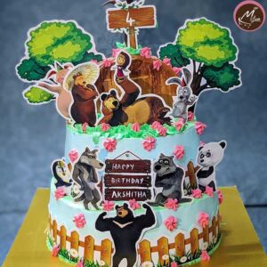 masha and the bear-customized-birthday-theme-cakes-designs-in-coimbatore