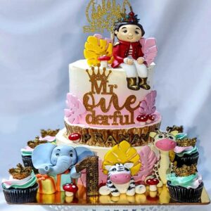 our little prince customized theme cake with cupcakes-customized-cupcakes-in-coimbatore