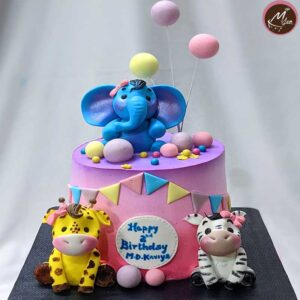 pink animals-customized-birthday-theme-cakes-designs-in-coimbatore