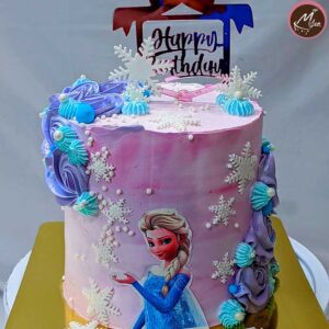 pink elsa-customized-birthday-theme-cakes-designs-in-coimbatore